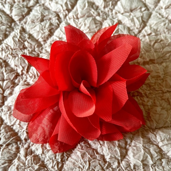 Two-tone, orange & beige, sheer tunic, long sleeve top & matching floral pin. 1X - Picture 12 of 12